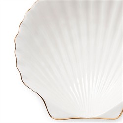 AERIN Coastal Beach White Ceramic Shell Appetizer Plate - Set of 4|