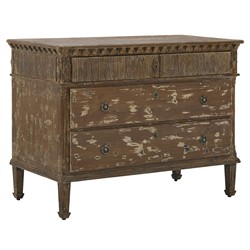 Keira French Country Distressed Brown Reclaimed Pine Bachelor Chest|