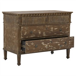 Keira French Country Distressed Brown Reclaimed Pine Bachelor Chest|