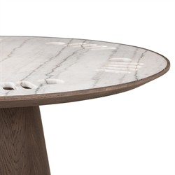 Skylar Modern Classic White Marble Brown Oak Poker Game Table|
