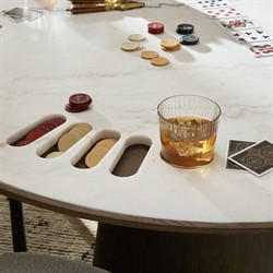 Skylar Modern Classic White Marble Brown Oak Poker Game Table|