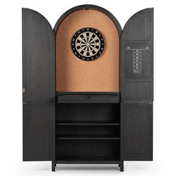 Dione Modern Classic Distressed Black Oak Darts Game Cabinet|
