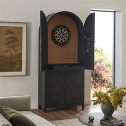 Dione Modern Classic Distressed Black Oak Darts Game Cabinet|