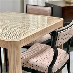 Catalina Coastal Beach Natural Wood Woven Cane Game Table|