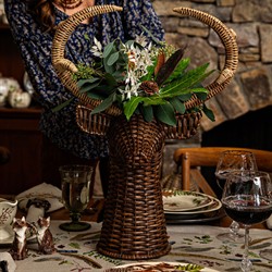 Juliska Devon Willow Traditional Brown Rattan Stag Vase - 22&quot;|