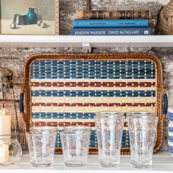 Juliska Danish Coastal Beach Navy Woven Wicker Rectangular Serving Tray - 18"|
