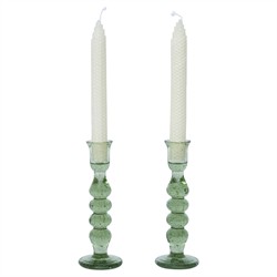 Juliska Provence French Country Basil Glass 7" Candlestick Holder - Set of 2|