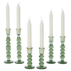 Juliska Provence French Country Basil Glass 7" Candlestick Holder - Set of 2|