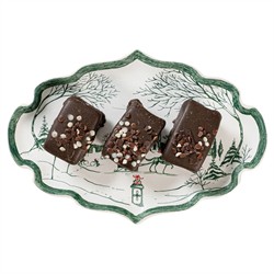 Juliska Country Estate Winter Frolic French Evergreen Ceramic Serving Tray|