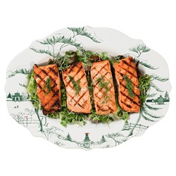 Juliska Country Estate Winter Frolic French Evergreen Ceramic Serving Platter|