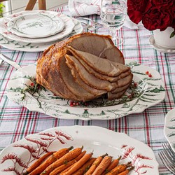 Juliska Country Estate Winter Frolic French Evergreen Ceramic Serving Platter|