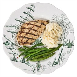 Juliska Country Estate Winter Frolic French Evergreen Ceramic Dinner Plate|