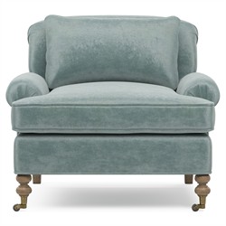 Carter Updated Traditional Light Blue Performance Velvet Caster Chair and a Half|