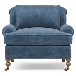 Carter Updated Traditional Blue Performance Velvet Caster Chair and a Half|