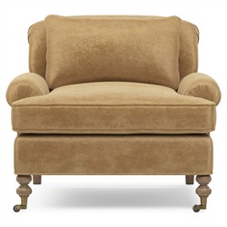 Carter Updated Traditional Brown Performance Velvet Caster Chair and a Half|