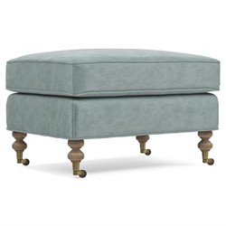 Carter Traditional Light Blue Performance Velvet Caster Rectangular Ottoman|