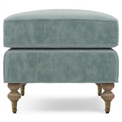 Carter Traditional Light Blue Performance Velvet Caster Rectangular Ottoman|