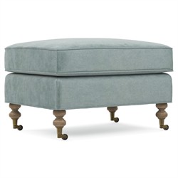 Carter Traditional Light Blue Performance Velvet Caster Rectangular Ottoman|