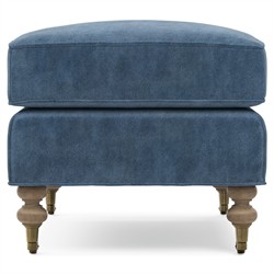 Carter Updated Traditional Blue Performance Velvet Caster Rectangular Ottoman|