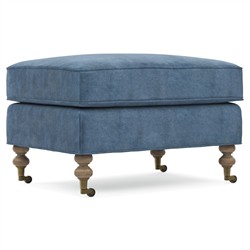 Carter Updated Traditional Blue Performance Velvet Caster Rectangular Ottoman|