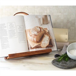 Arwen Updated Traditional Brown Wood Leather Handle Recipe Stand|