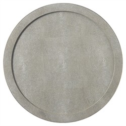 Langston Updated Traditional Sand Faux Shagreen Round Tray|