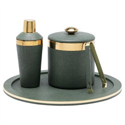 Langston Updated Traditional Juniper Faux Shagreen Cocktail Shaker|