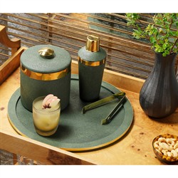 Langston Updated Traditional Juniper Faux Shagreen Cocktail Shaker|