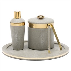 Langston Updated Traditional Sand Faux Shagreen Cocktail Shaker|