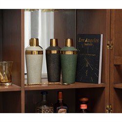 Langston Updated Traditional Sand Faux Shagreen Cocktail Shaker|