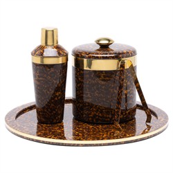 Maximilian Updated Traditional Brown Faux Tortoise Ice Bucket with Tong|