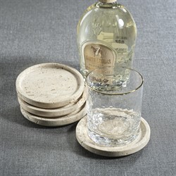 Selene Coastal Beige Travertine Marble Coaster - Set of 4|