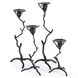 Bravien Updated Traditional Bronze Wrought Iron Twig Candleholder - Short|