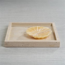 Selene Coastal Beach Beige Travertine Marble Tray|