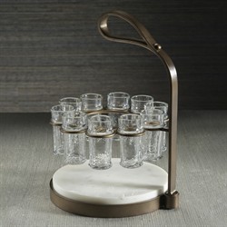 Tristan Modern Tequila Shot Glass White Marble Cutting Board Set|
