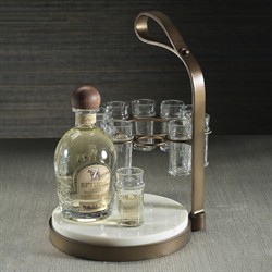 Tristan Modern Tequila Shot Glass White Marble Cutting Board Set|