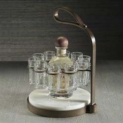 Tristan Modern Tequila Shot Glass White Marble Cutting Board Set|
