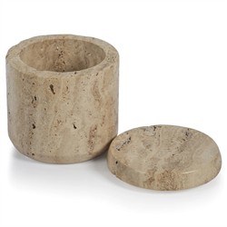 Selene Coastal Beach Beige Travertine Marble Canister|