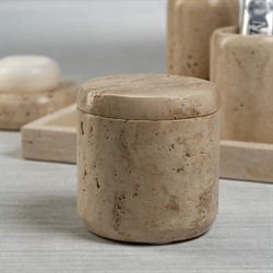 Selene Coastal Beach Beige Travertine Marble Canister|