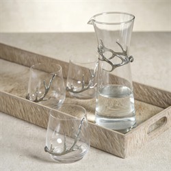 David Modern Classic Pewter Antler Stemless Glass - Set of 2|