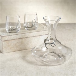 David Modern Classic Pewter Antler Stemless Glass - Set of 2|