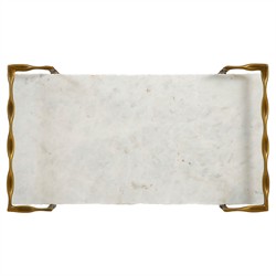 Natalia Modern Classic White Marble Gold Iron Bar Cart|