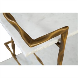Natalia Modern Classic White Marble Gold Iron Bar Cart|