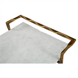 Natalia Modern Classic White Marble Gold Iron Bar Cart|