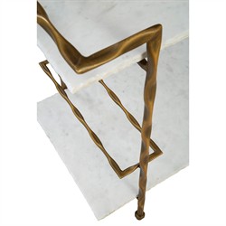 Natalia Modern Classic White Marble Gold Iron Bar Cart|