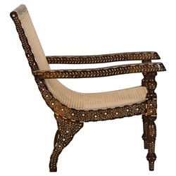 Lane Updated Traditional Brown Wood Bone Inlay Arm Chair|