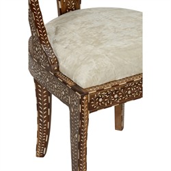 Lane Updated Traditional Brown Wood Bone Inlay Dining Chair|