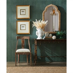 Lane Updated Traditional Brown Wood Bone Inlay Dining Chair|