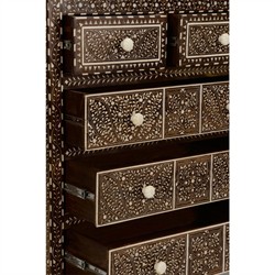 Lane Updated Traditional Brown Wood Bone Inlay Chest|
