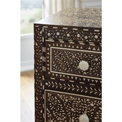 Lane Updated Traditional Brown Wood Bone Inlay Chest|
